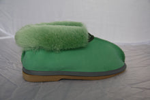 Load image into Gallery viewer, Sophie Slippers. Pure sheepskin. Colours: Orange & Forest Green - ON SALE