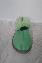 Load image into Gallery viewer, Sophie Slippers. Pure sheepskin. Colours: Orange & Forest Green - ON SALE