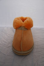 Load image into Gallery viewer, Sophie Slippers. Pure sheepskin. Colours: Orange &amp; Forest Green - ON SALE
