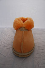 Load image into Gallery viewer, Sophie Slippers. Pure sheepskin. Colours: Orange & Forest Green - ON SALE