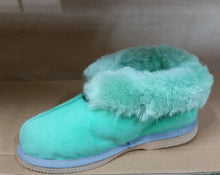 Load image into Gallery viewer, Sophie Slippers. Pure sheepskin. Colours: Orange &amp; Forest Green - ON SALE
