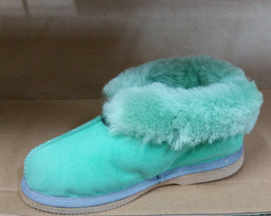 Sophie Slippers. Pure sheepskin. Colours: Orange & Forest Green - ON SALE