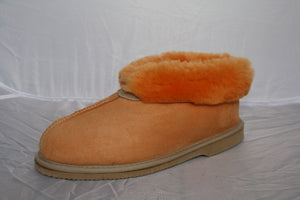 Sophie Slippers. Pure sheepskin. Colours: Orange & Forest Green - ON SALE