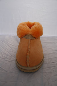 Sophie Slippers. Pure sheepskin. Colours: Orange & Forest Green - ON SALE