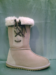 Style: Spider. Long Side Lace Ugg Boot. Mens & Ladies. Natural
