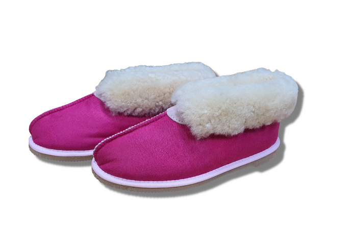Sophie ankle Slipper. Pure sheepskin wool. Hot Pink - ON SALE